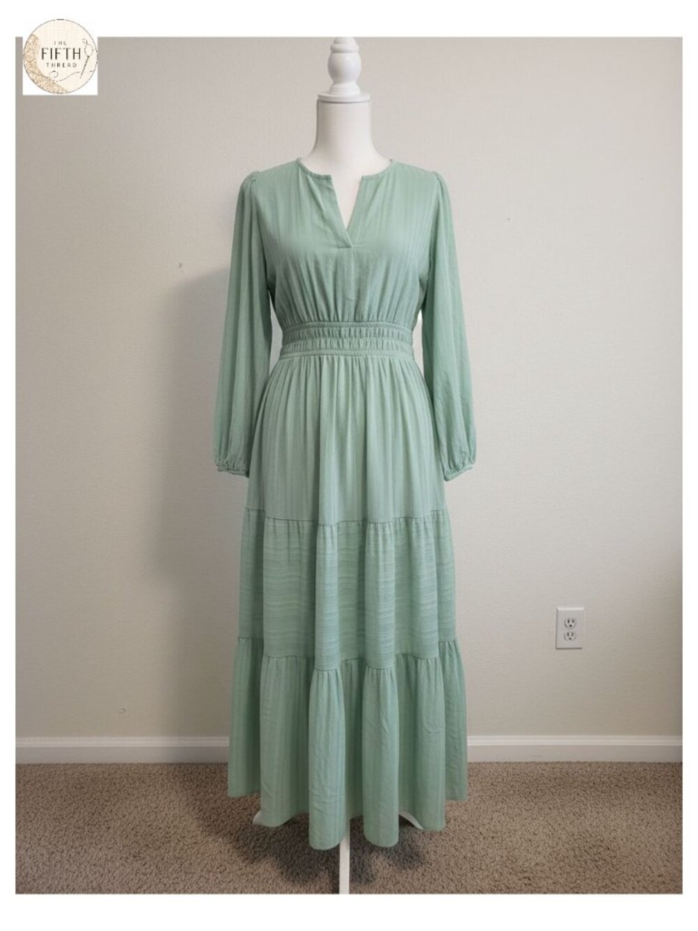BTFBM Womens Maxi Dress Long Sleeve V Neck A-Line Tiered Cotton